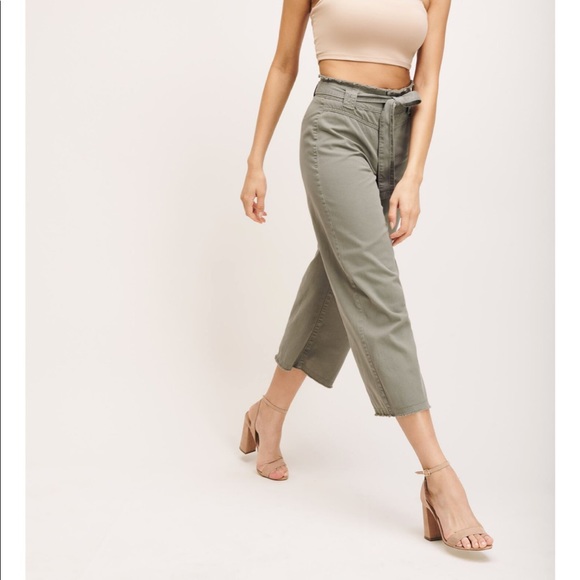 Dynamite “Karlie” Linen Culottes with Waist Tie - Picture 2 of 6